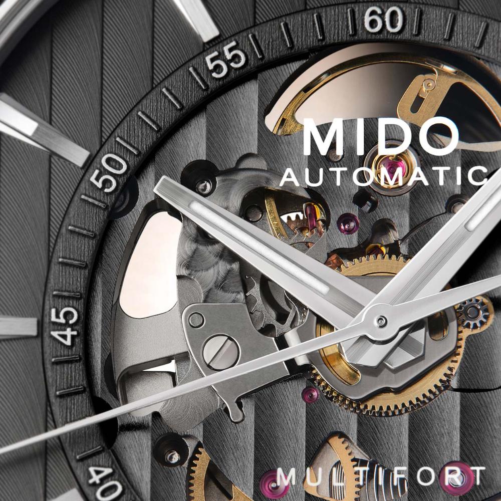 MIDO Multifort Skeleton Vertigo Grey Dial 42mm Silver Stainless Steel Bracelet M038.436.11.061.00