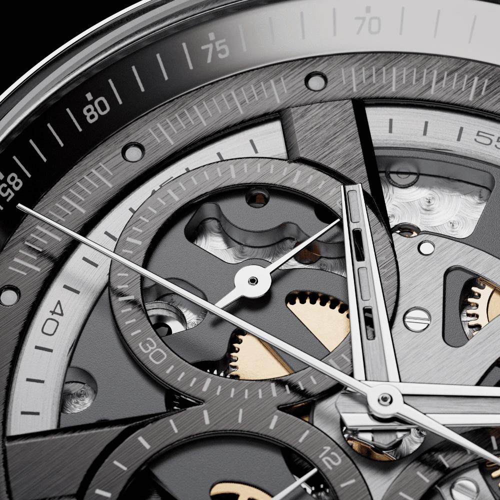MIDO Multifort Skeleton Chronograph Anthracite Dial 43mm Silver Stainless Steel Bracelet M038.662.11.060.00 - 6