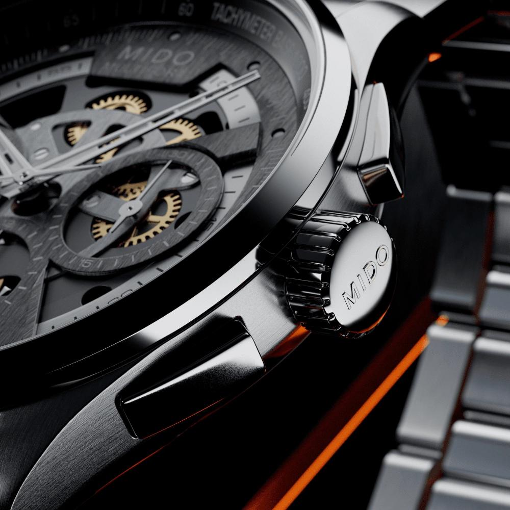MIDO Multifort Skeleton Chronograph Anthracite Dial 43mm Silver Stainless Steel Bracelet M038.662.11.060.00 - 7