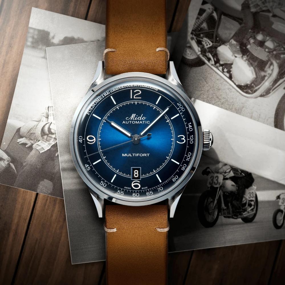 MIDO Multifort Patrimony Blue Dial 40mm Silver Stainless Steel Brown Leather Strap M040.407.16.040.00 - 7
