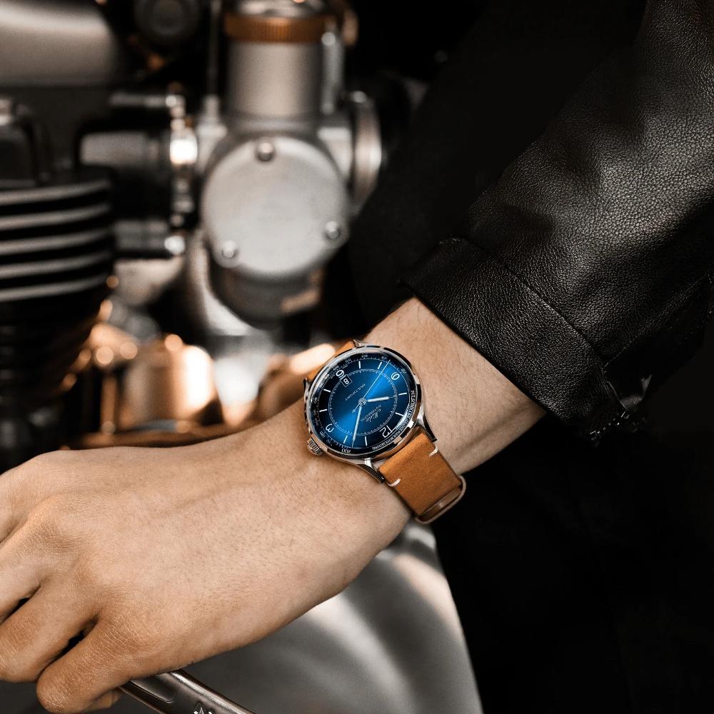 MIDO Multifort Patrimony Blue Dial 40mm Silver Stainless Steel Brown Leather Strap M040.407.16.040.00