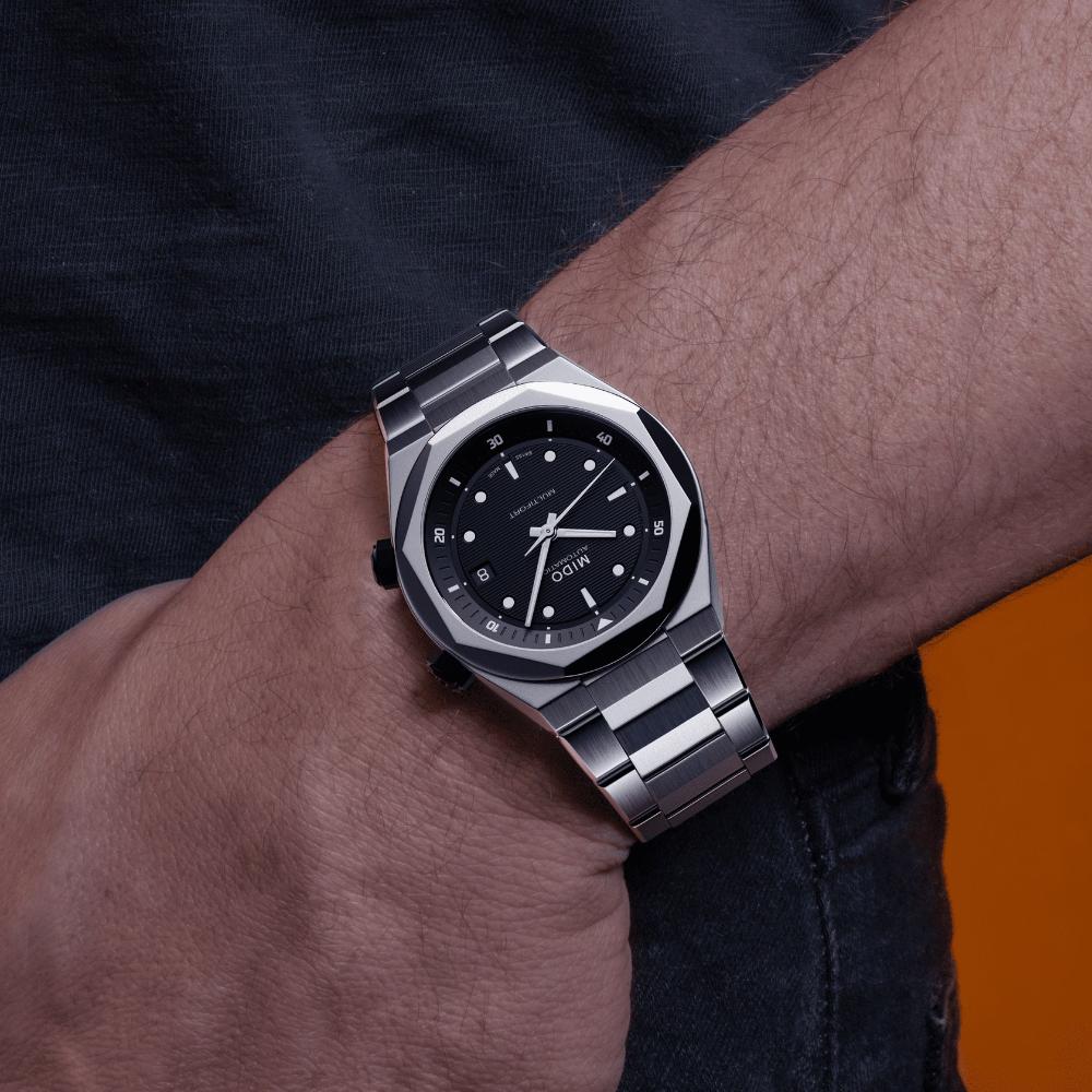 MIDO Multifort Multifort 8 Two Crowns Black Dial 38.4 x 40mm Silver Stainless Steel Bracelet M047.507.11.051.00