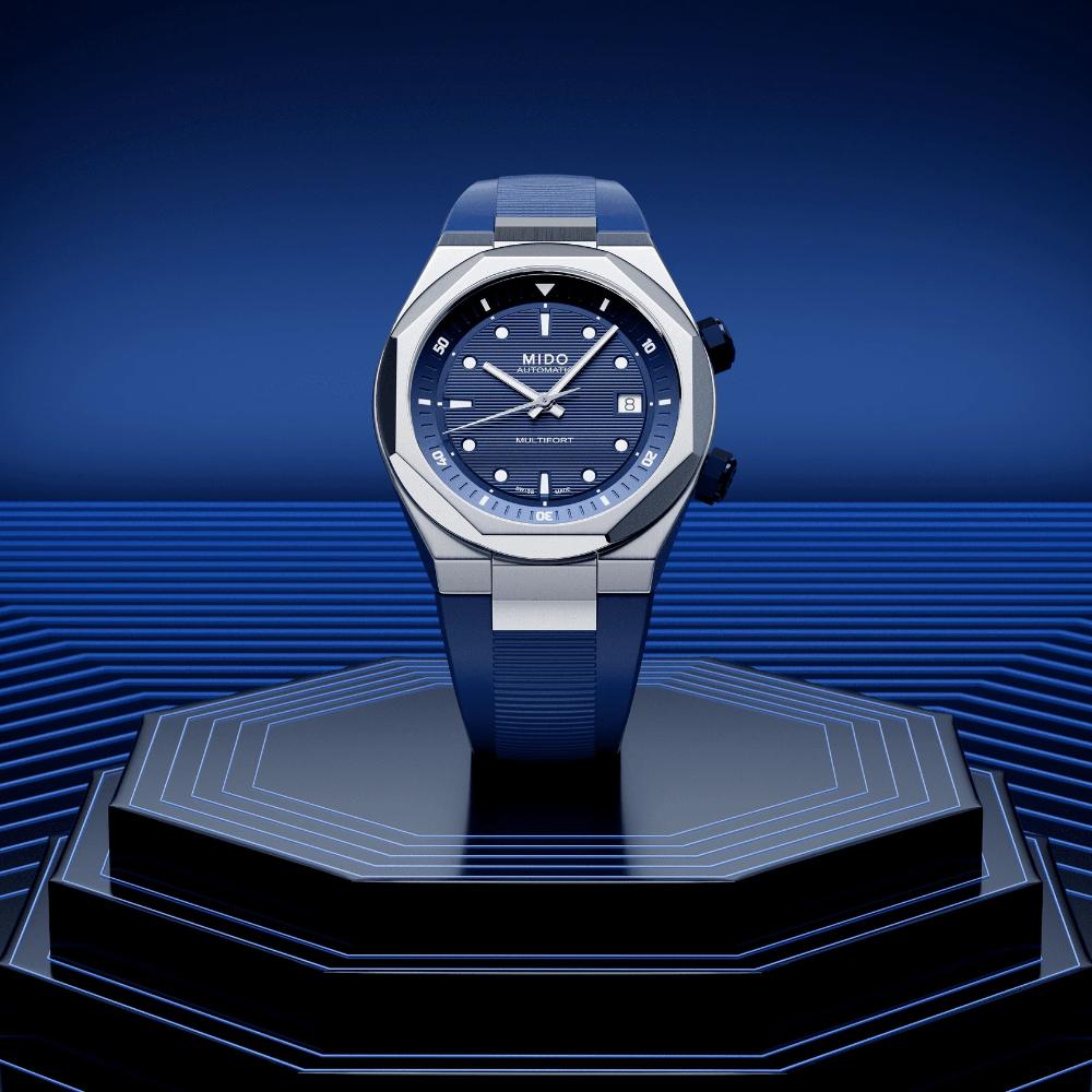 MIDO Multifort Multifort 8 Two Crowns Blue Dial 38.4 x 40mm Silver Stainless Steel Blue Rubber Strap M047.507.17.041.00 - 6
