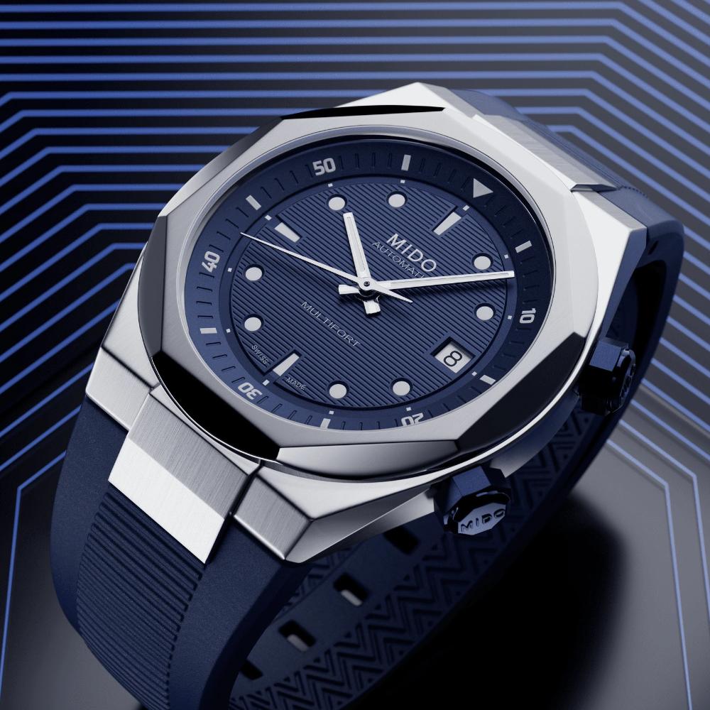 MIDO Multifort Multifort 8 Two Crowns Blue Dial 38.4 x 40mm Silver Stainless Steel Blue Rubber Strap M047.507.17.041.00 - 10