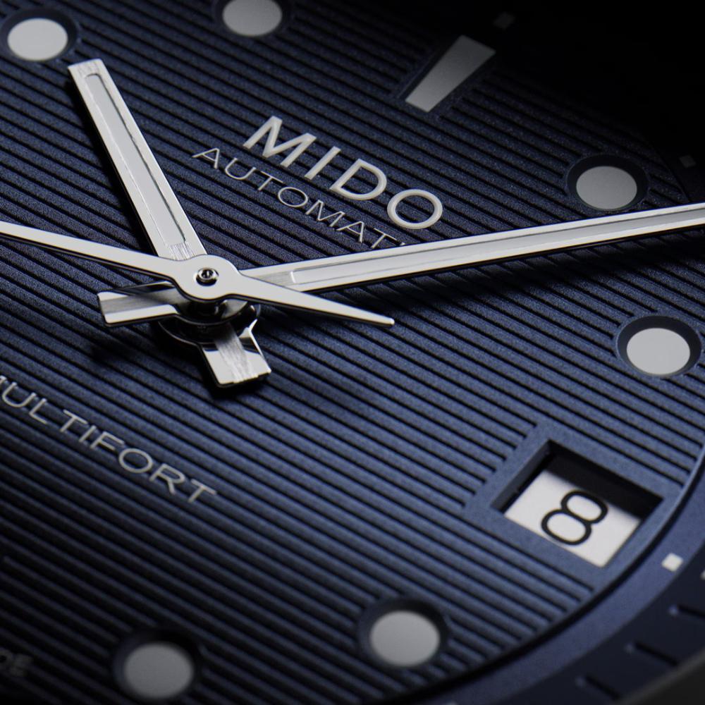 MIDO Multifort Multifort 8 Two Crowns Blue Dial 38.4 x 40mm Silver Stainless Steel Blue Rubber Strap M047.507.17.041.00
