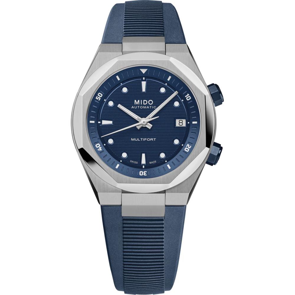 MIDO Multifort Multifort 8 Two Crowns Blue Dial 38.4 x 40mm Silver Stainless Steel Blue Rubber Strap M047.507.17.041.00