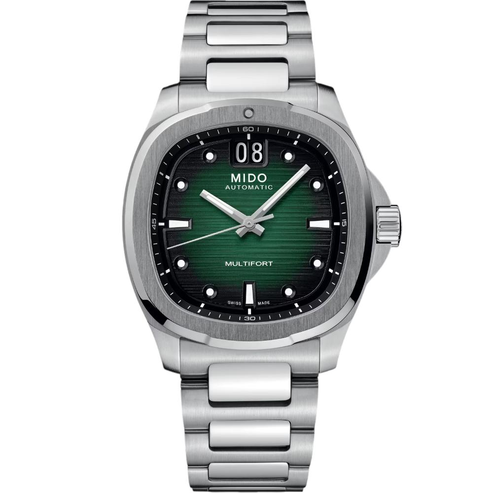 MIDO Multifort TV Big Date Green Dial Automatic 40.00 x 39.20mm Silver Stainless Steel Bracelet M049.526.11.091.00