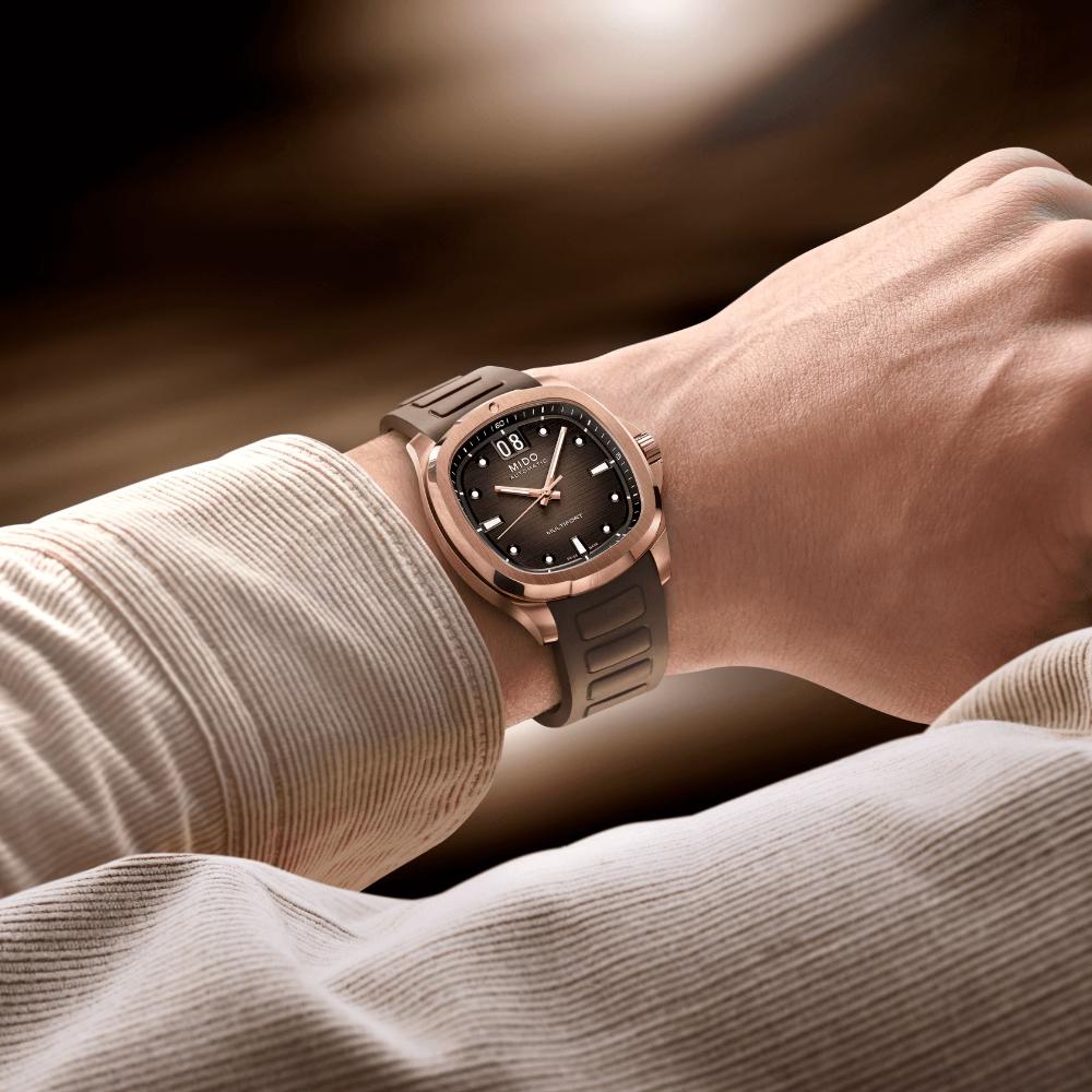 MIDO Multifort TV Big Date Brown Dial Automatic 40.00 x 39.20mm Rose Gold Stainless Steel Brown Rubber Strap M049.526.37.291.00