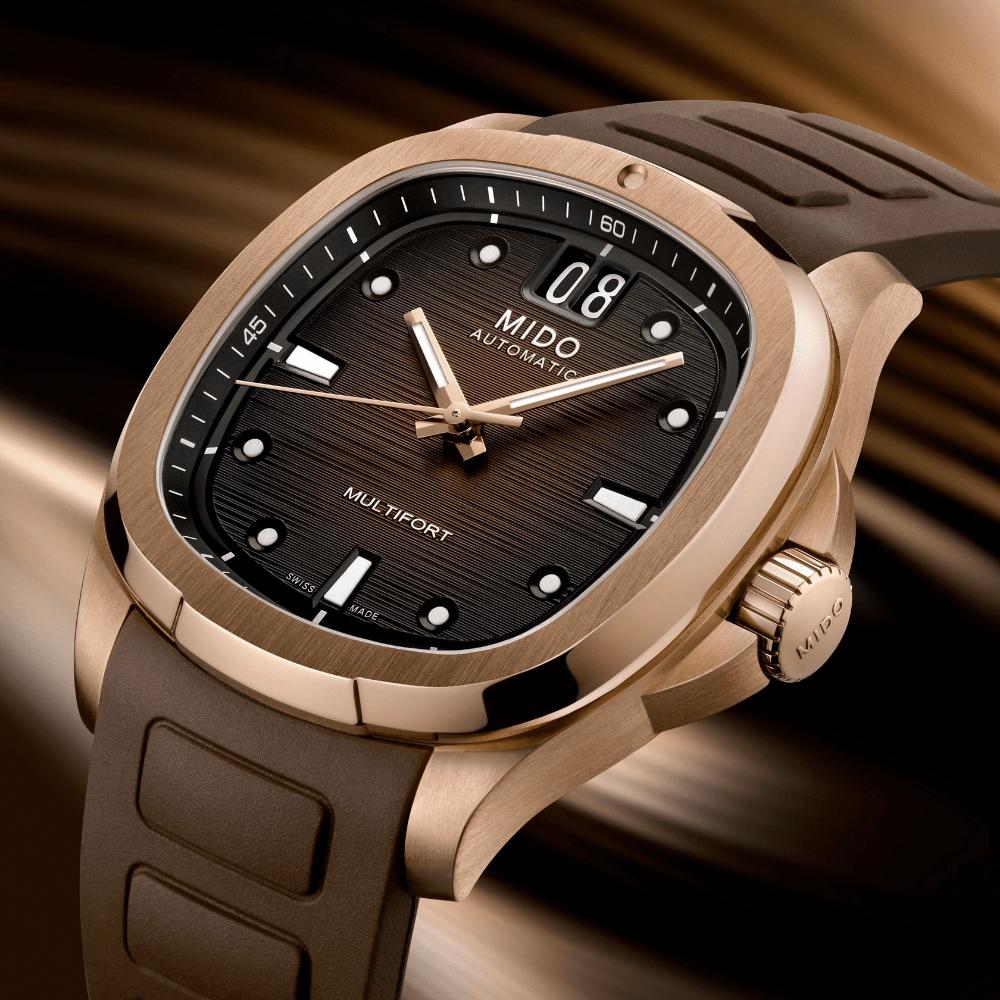 MIDO Multifort TV Big Date Brown Dial Automatic 40.00 x 39.20mm Rose Gold Stainless Steel Brown Rubber Strap M049.526.37.291.00