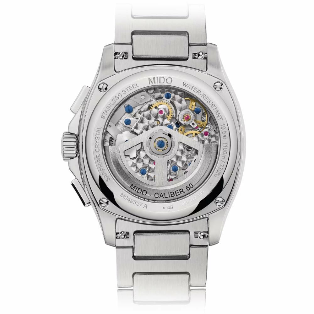 MIDO Multifort TV Chronograph Blue Dial Automatic 41.2 x 42mm Silver Stainless Steel Bracelet with Extra Strap M049.527.11.041.00