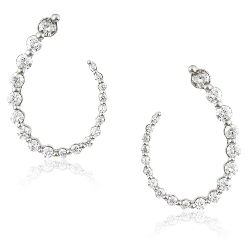 EARRINGS Full Stones SENZIO Collection White Gold K14 with Zircon Stones M151W