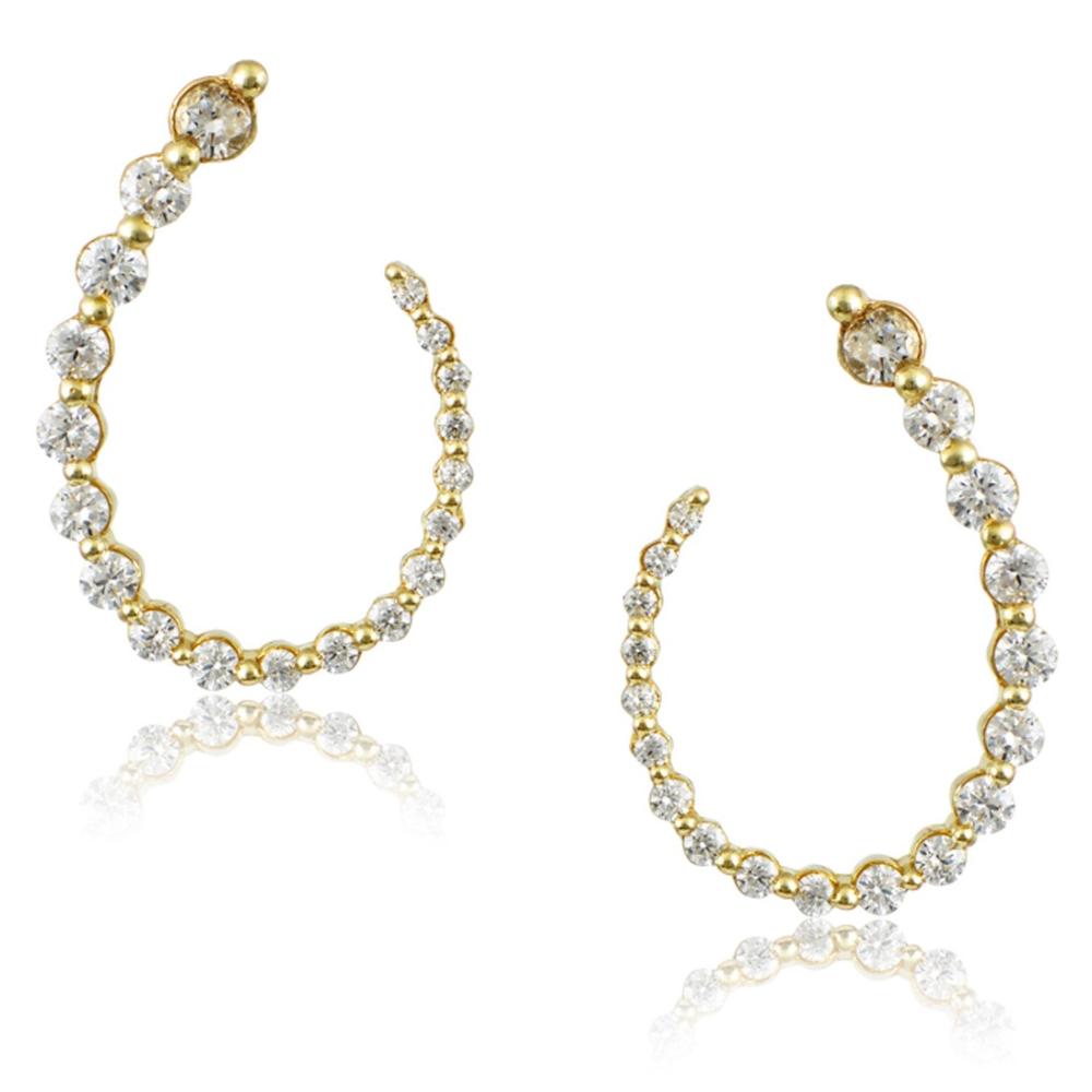 EARRINGS Full Stones SENZIO Collection Yellow Gold K14 with Zircon Stones M151Y