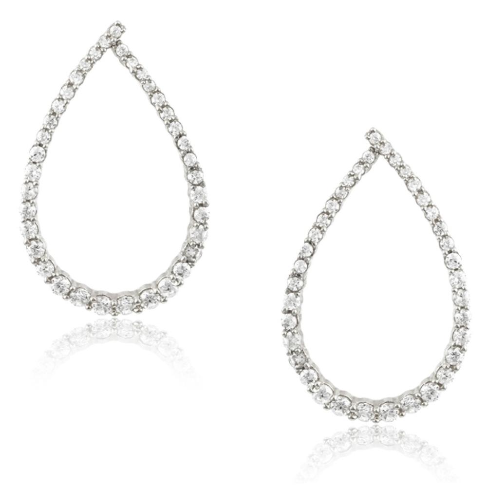 EARRINGS Full Stones SENZIO Collection White Gold K14 with Zircon Stones M281W