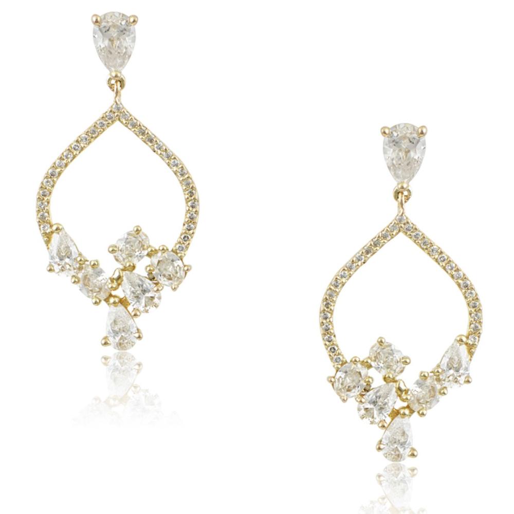 EARRINGS Full Stones SENZIO Collection Yellow Gold K14 with Zircon Stones M306EAY