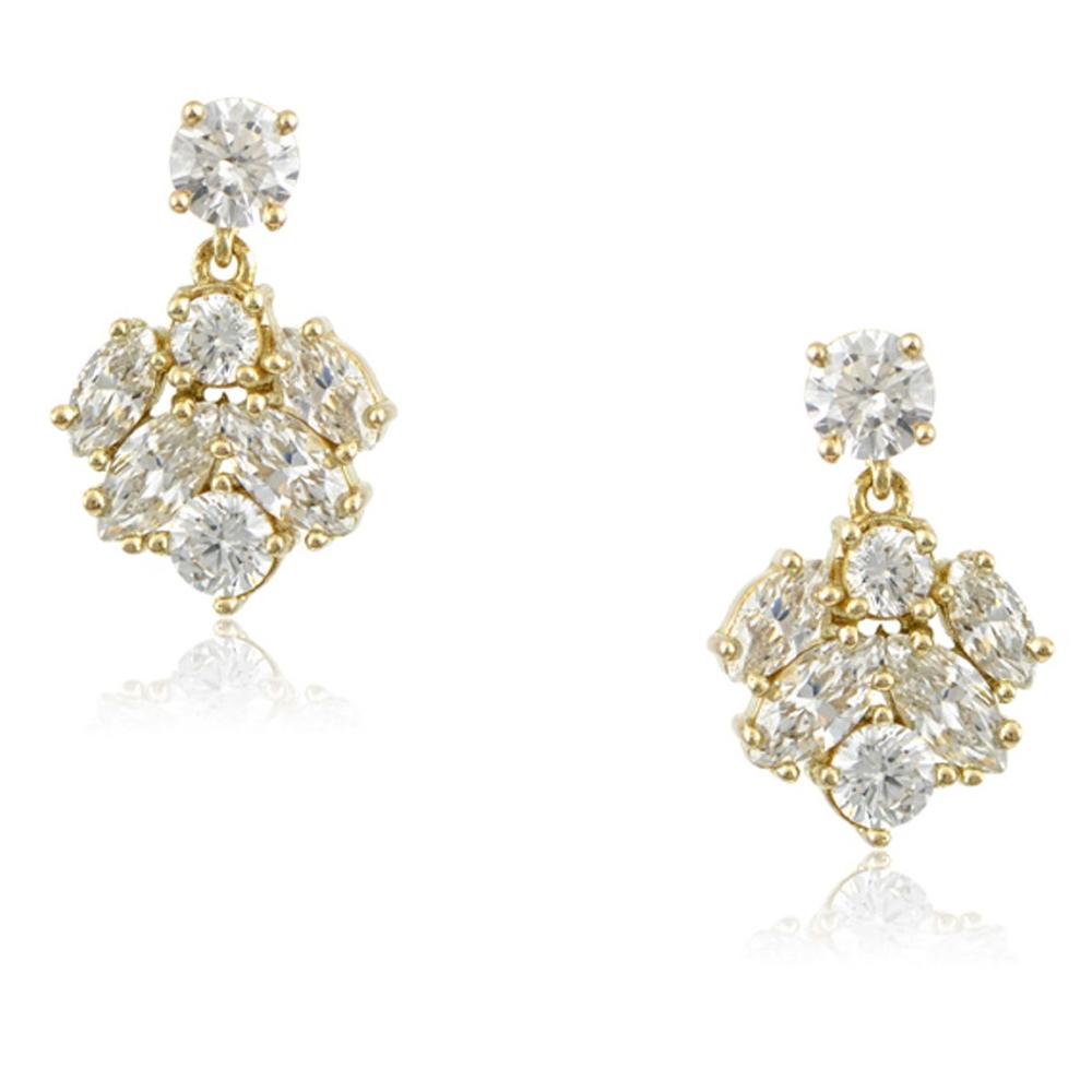 EARRINGS Full Stones SENZIO Collection Yellow Gold K14 with Zircon Stones M328EAY