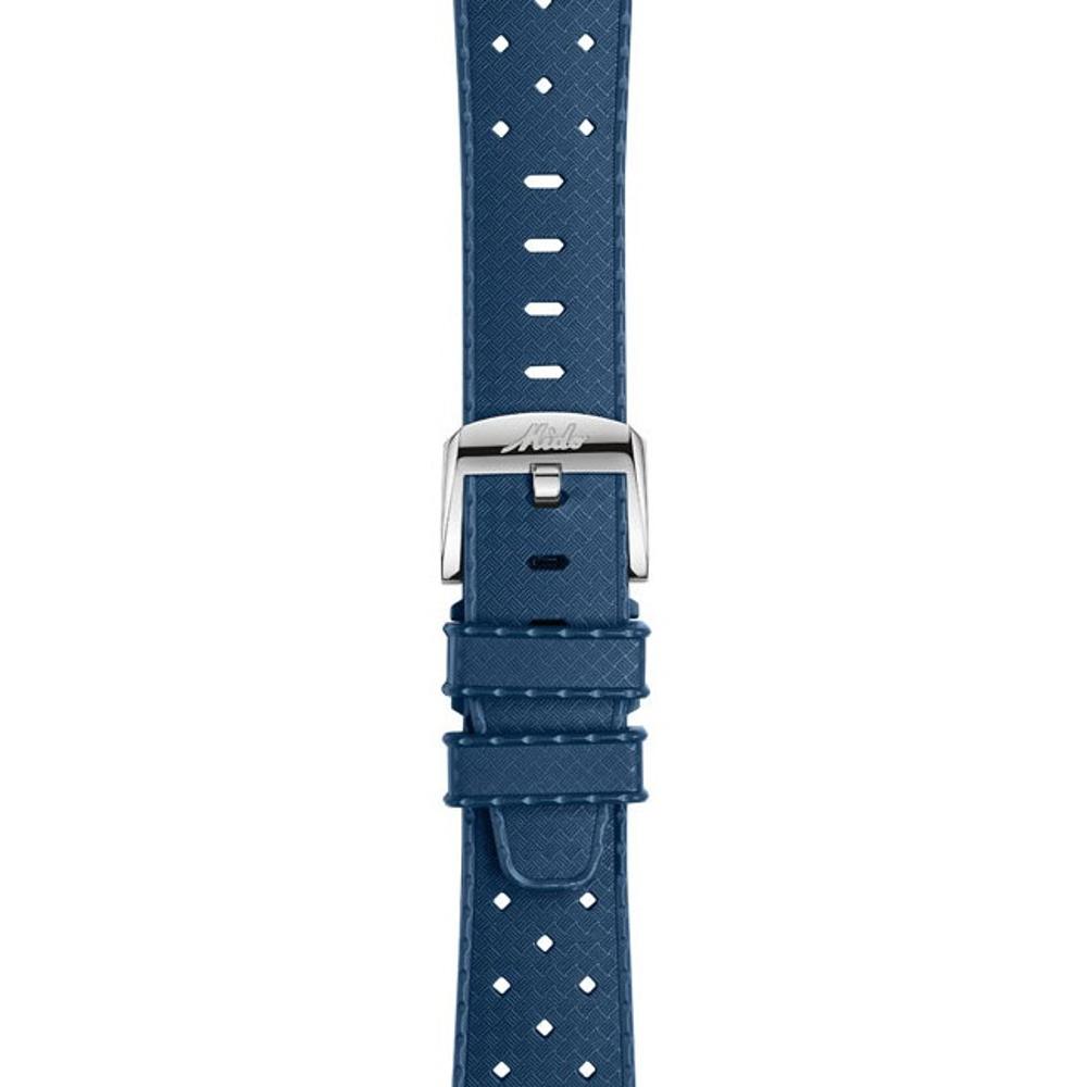 MIDO Official Ocean Star 21mm Blue Rubber Strap Silver Hardware M603018680