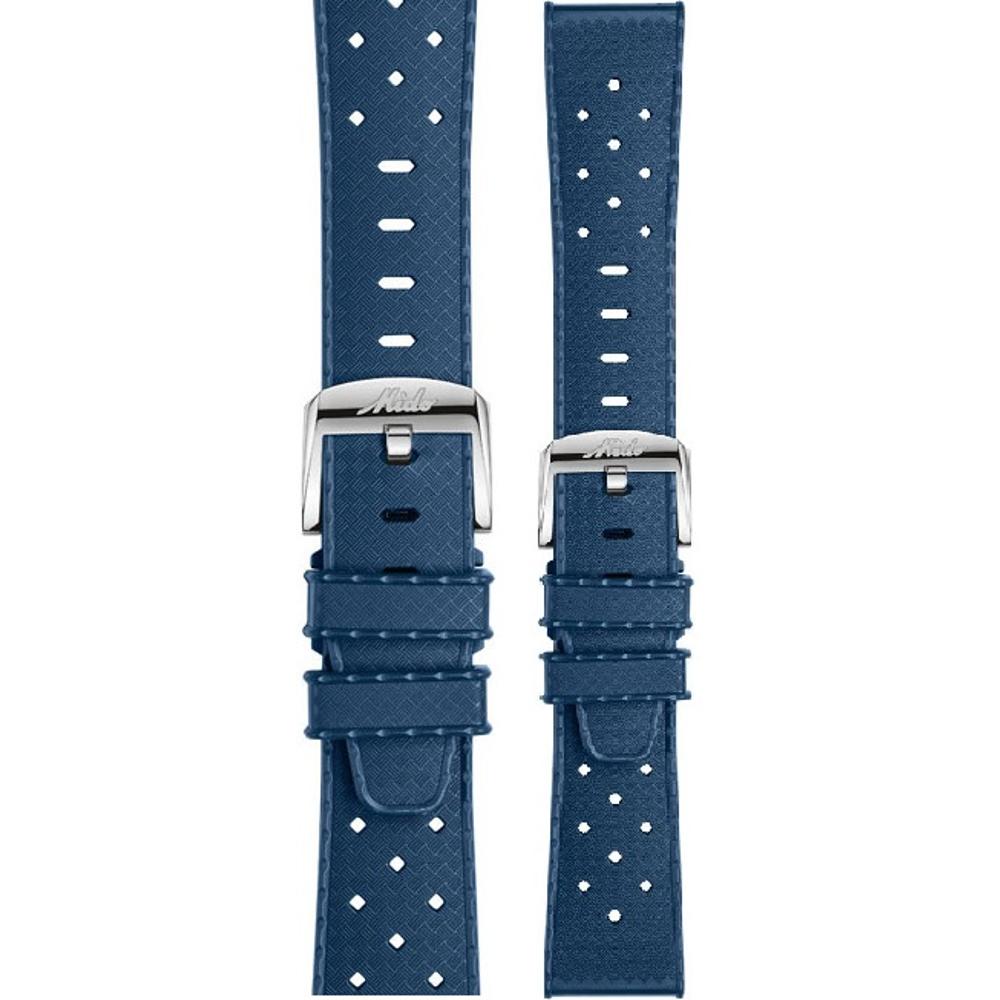 MIDO Official Ocean Star 21mm Blue Rubber Strap Silver Hardware M603018680