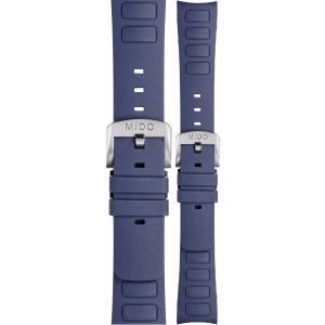MIDO Official Multifort TV 22mm Blue Rubber Strap Silver Hardware M603018728 - 45469