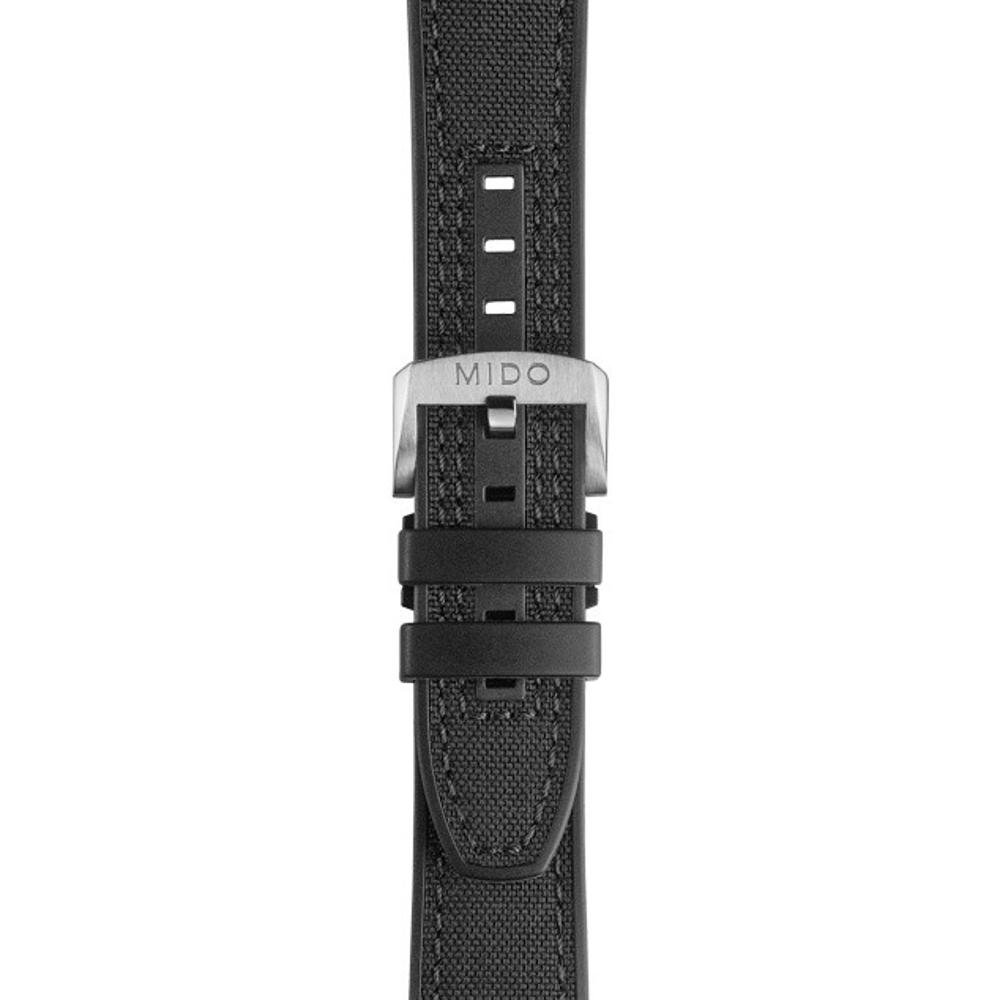 MIDO Official Strap Black 22-20mm Fabric and Silicone with Silver Hardware M603019599