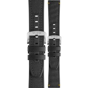 MIDO Official Strap Black 22-20mm Fabric and Silicone with Silver Hardware M603019599 - 61736