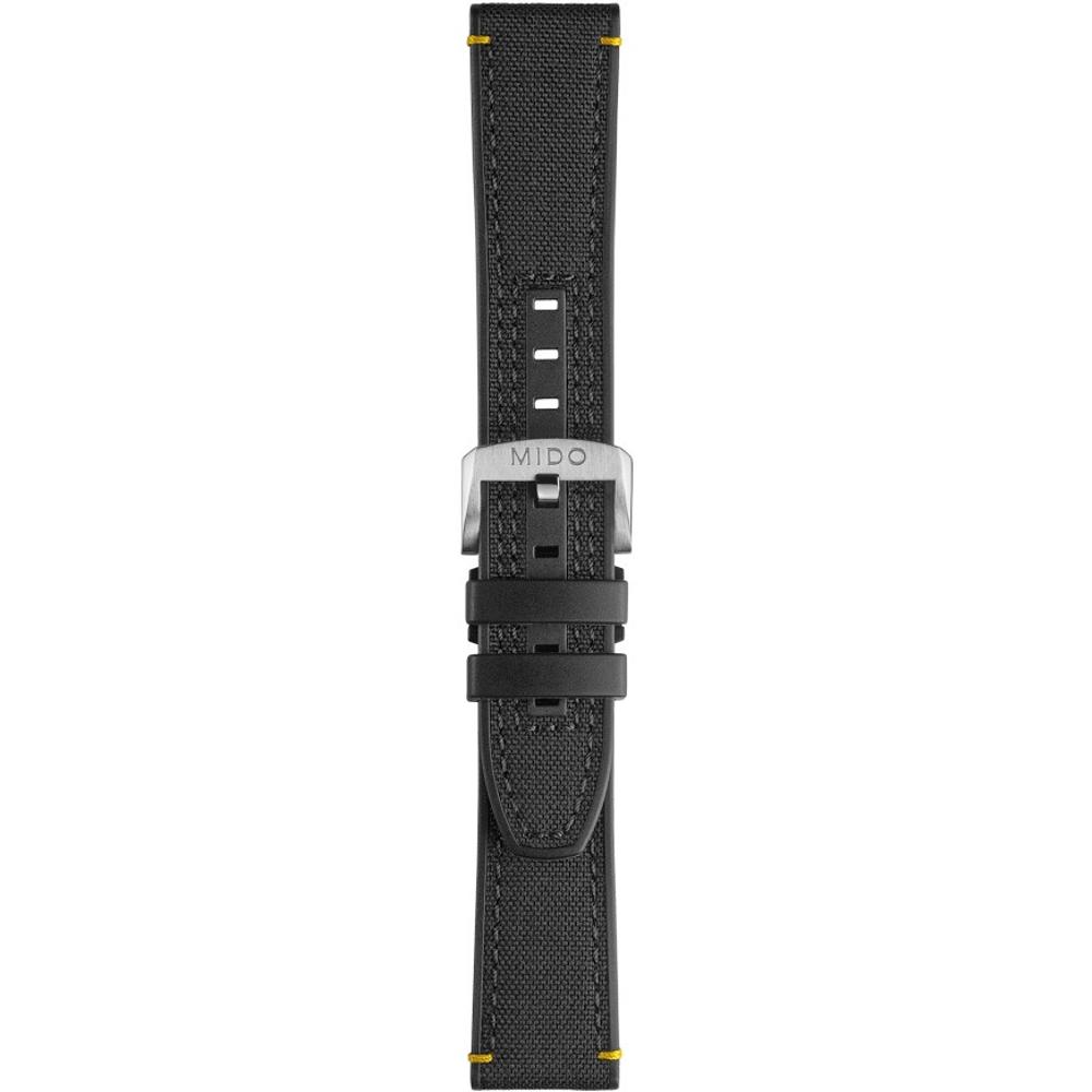 MIDO Official Strap Black 22-20mm Fabric and Silicone with Silver Hardware M603019599