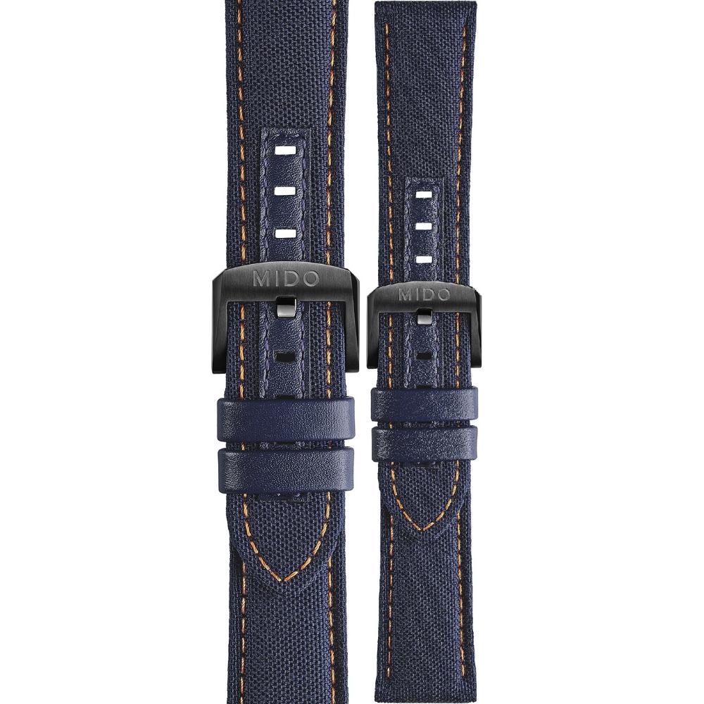 MIDO Official 22-20mm Official Blue Fabric & Leather Strap Black Hardware M604019601