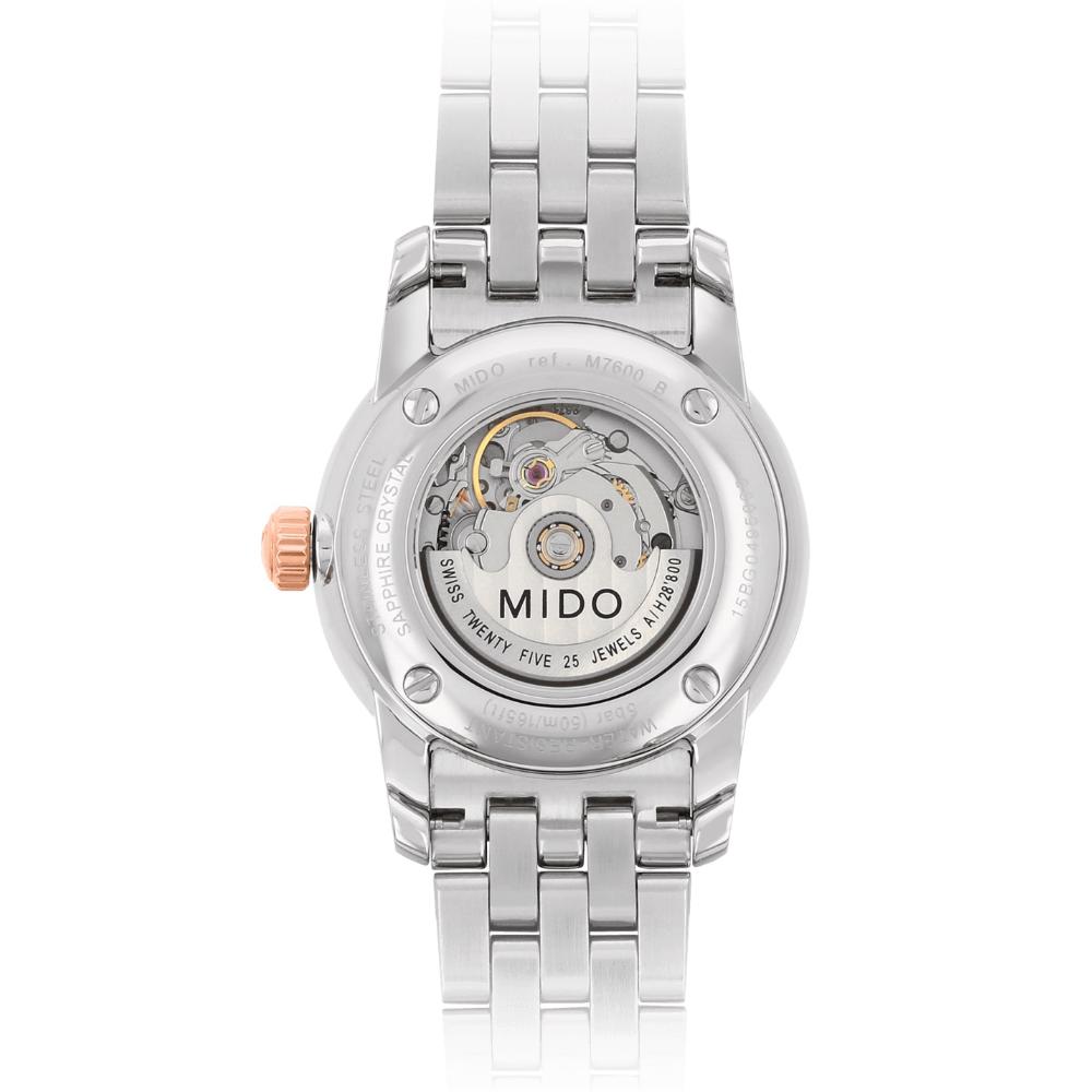 MIDO Baroncelli Tradition Diamonds Automatic 29mm Rose Gold & Silver Stainless Steel Bracelet M7600.9.69.1