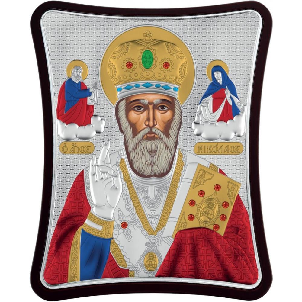 SILVER ICON Saint Nicholas (12cm x 15cm) MA-E1408-2XC