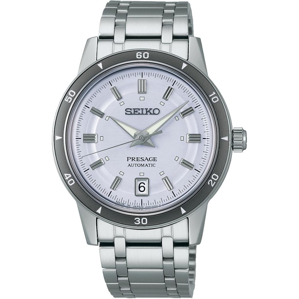 SEIKO Presage Style 60's Automatic Silvery Violet Dial 39.5mm Silver Stainless Steel Bracelet SRPL73J1
