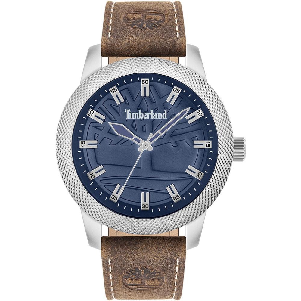 TIMBERLAND Maybury Three Hands 46mm Silver Stainless Steel Brown Leather Strap 15949JSTBL.03