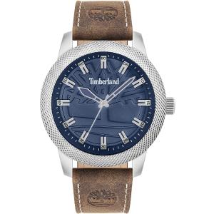 TIMBERLAND Maybury Three Hands 46mm Silver Stainless Steel Brown Leather Strap 15949JSTBL.03 - 3930