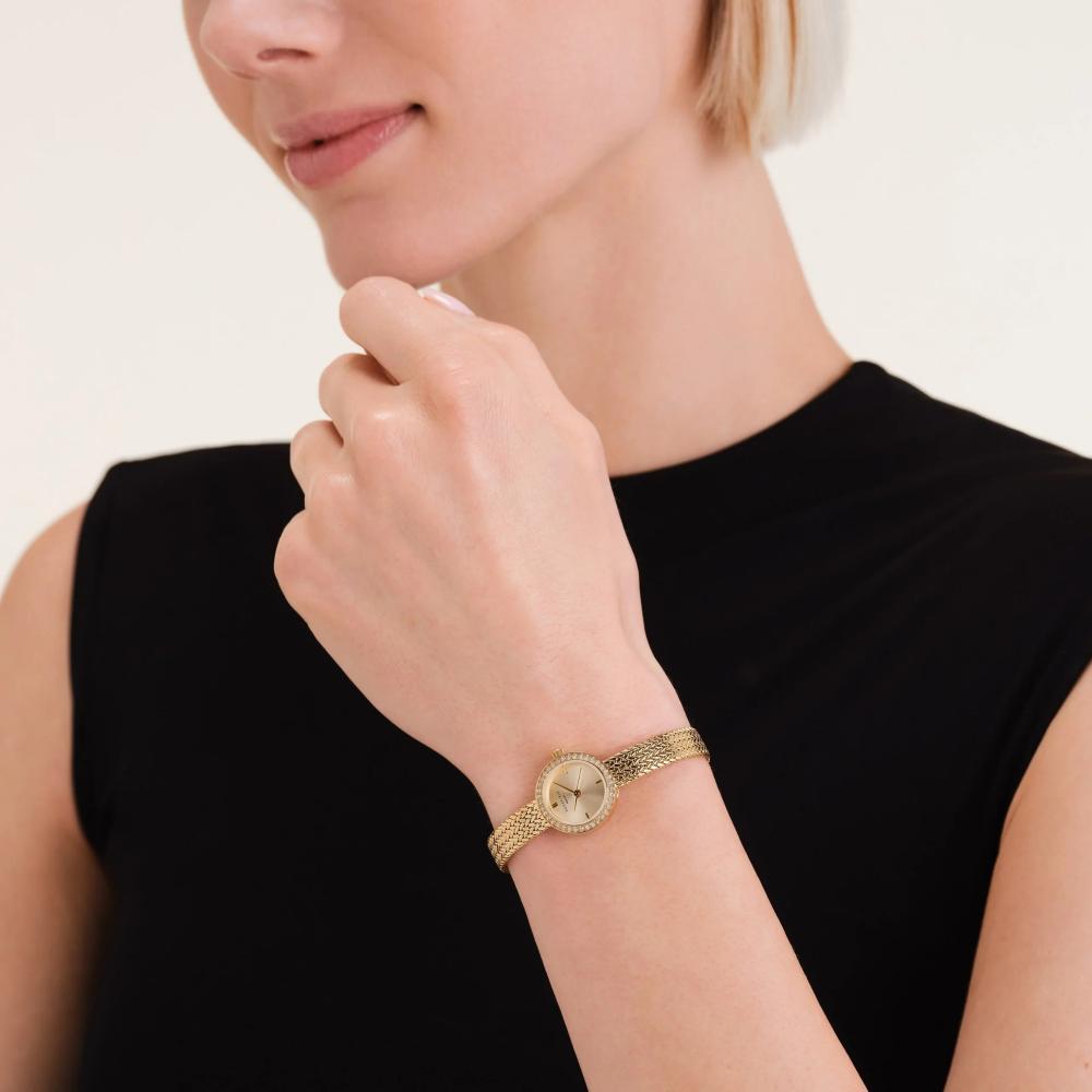 ROSEFIELD Mini Small Edit Gold Dial 20mm Gold-Plated Stainless Steel Mesh Bracelet MCGMG-M03