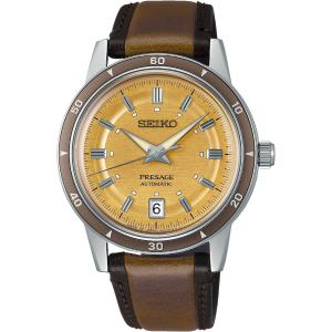 SEIKO Presage Style 60's Automatic Champagne Dial 39.5mm Silver Stainless Steel Brown Leather Strap SRPL75J1 - 60410