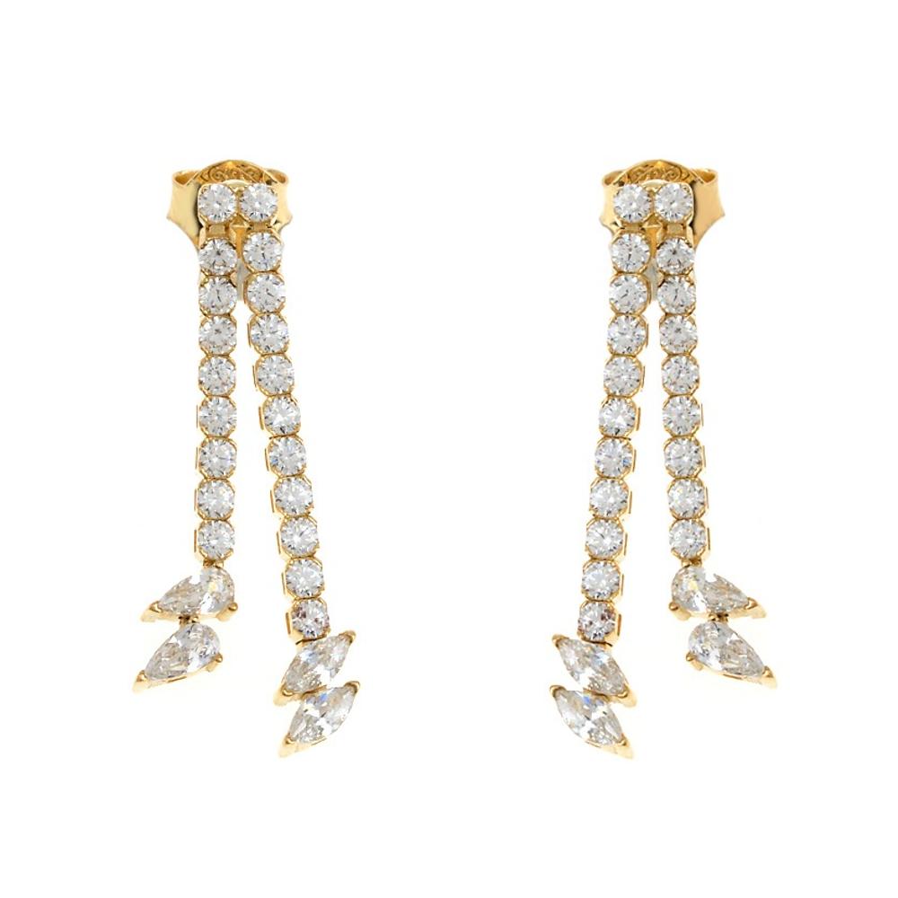 EARRINGS SENZIO Collection Yellow Gold K14 with Zircon Stones MI-SO109OR