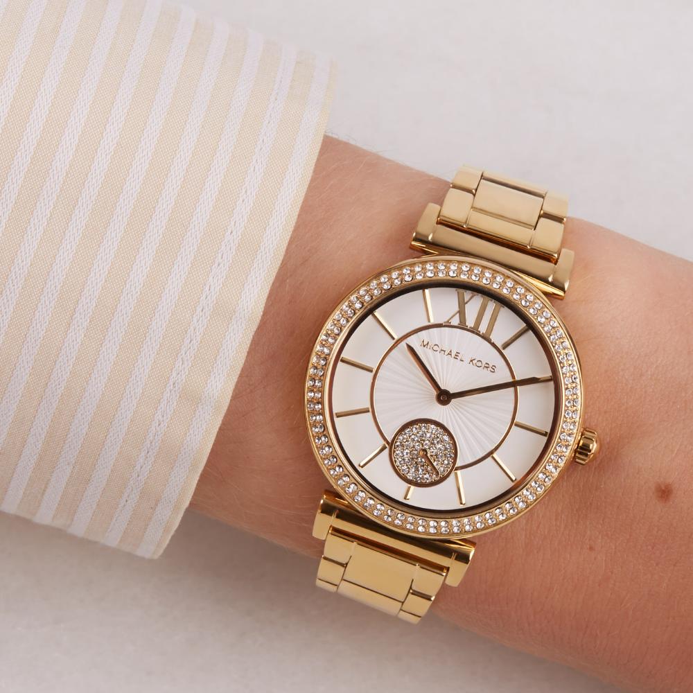 MICHAEL KORS Abbey Crystals White Dial 36mm Gold Stainless Steel Bracelet MK4615