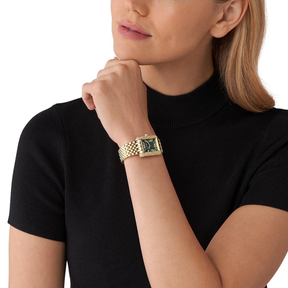 MICHAEL KORS Emery Crystals Green Dial 33mm Gold Stainless Steel Bracelet MK4742