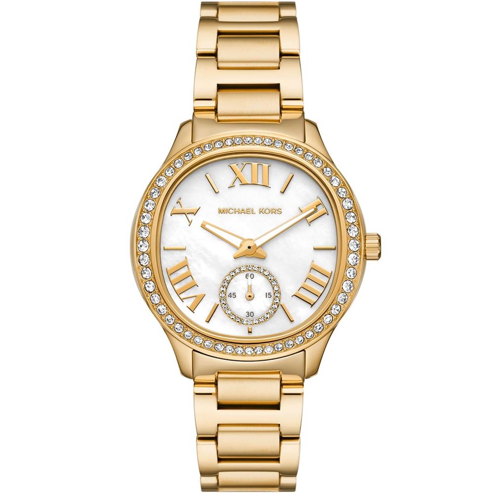 MICHAEL KORS Sage Crystals White Pearl Dial 38mm Gold Stainless Steel Bracelet MK4805
