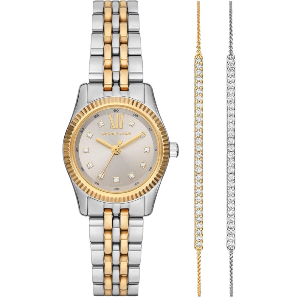 MICHAEL KORS Petite Lexington Gift Set Gold Dial 26mm Two Tone Gold Stainless Steel Bracelet MK4815