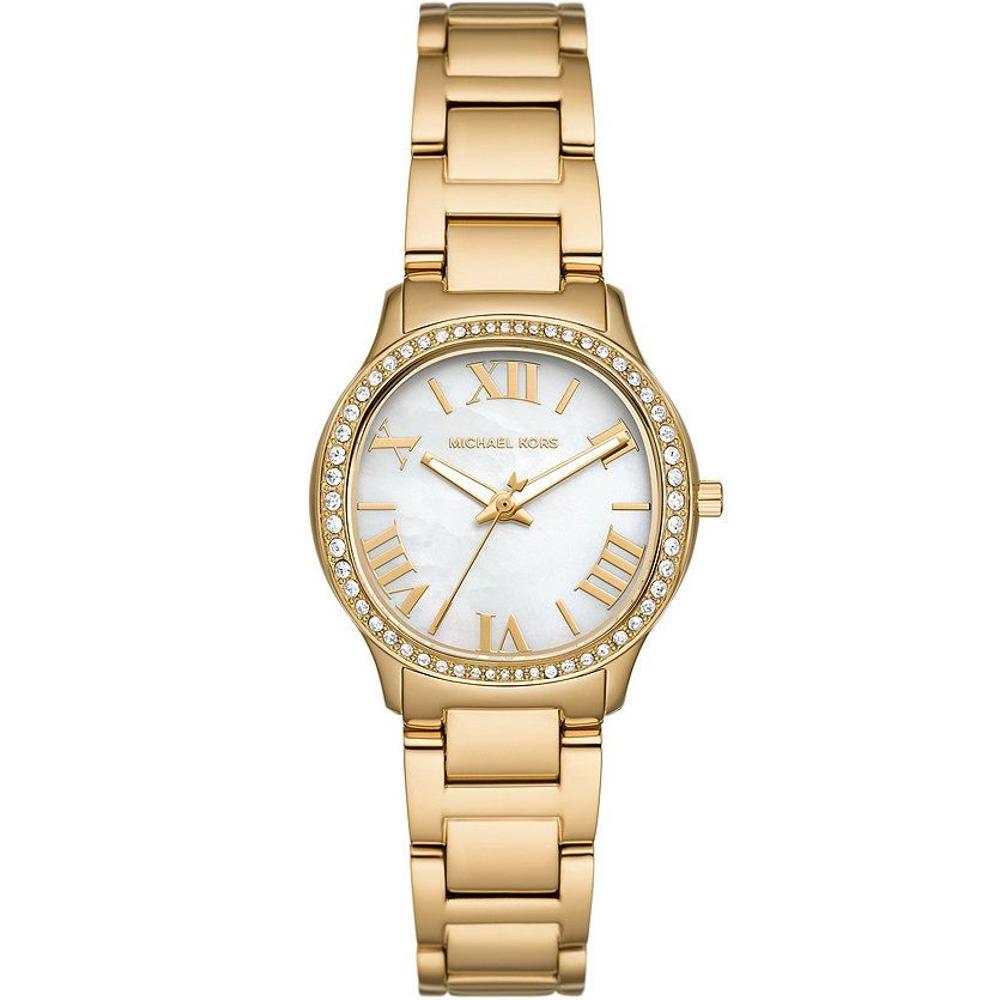 MICHAEL KORS Sage Mini Crystals White Pearl Dial 31mm Gold Stainless Steel Bracelet MK4822