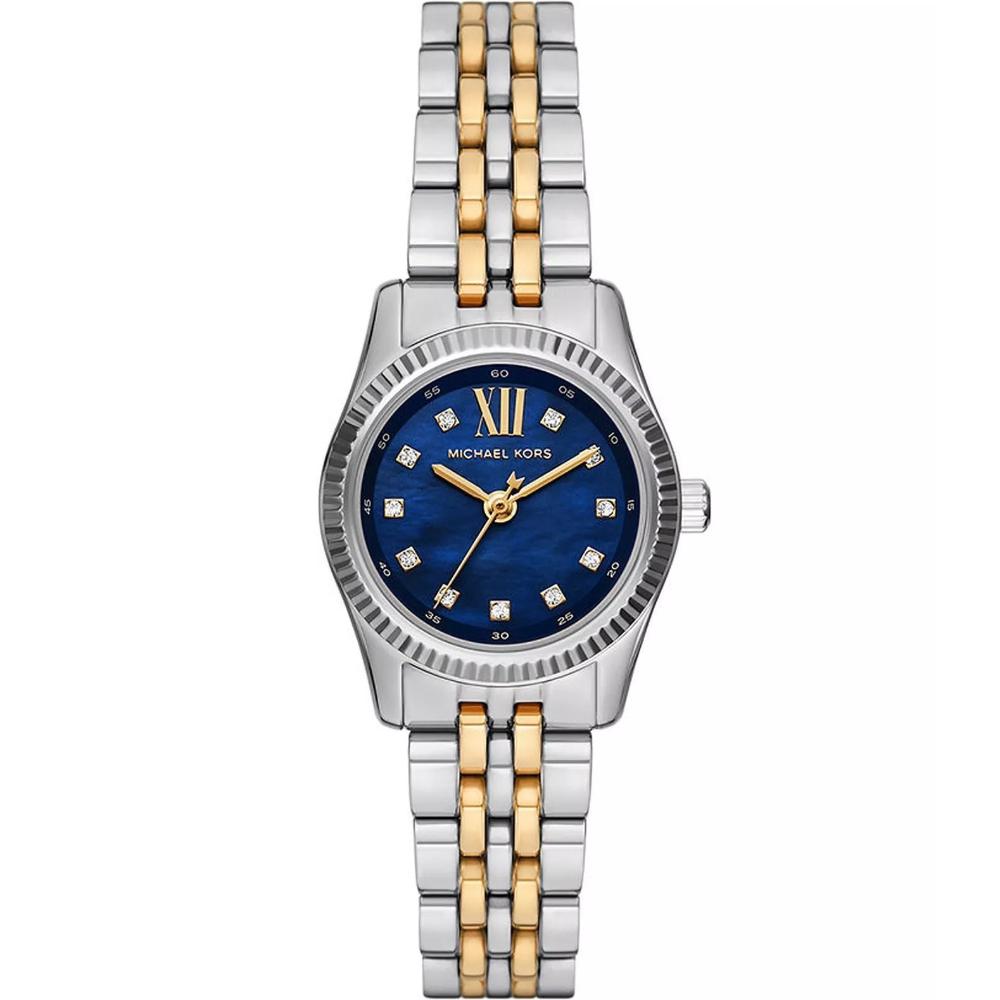 MICHAEL KORS Petite Lexington Blue Pearl Dial 26mm Two Tone Gold Stainless Steel Bracelet MK4865