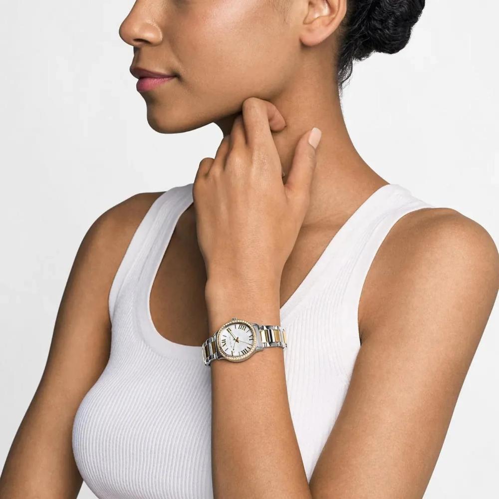 MICHAEL KORS Petite Sage White MOP Dial 31mm Two Tone Silver & Gold Stainless Steel Bracelet MK4910