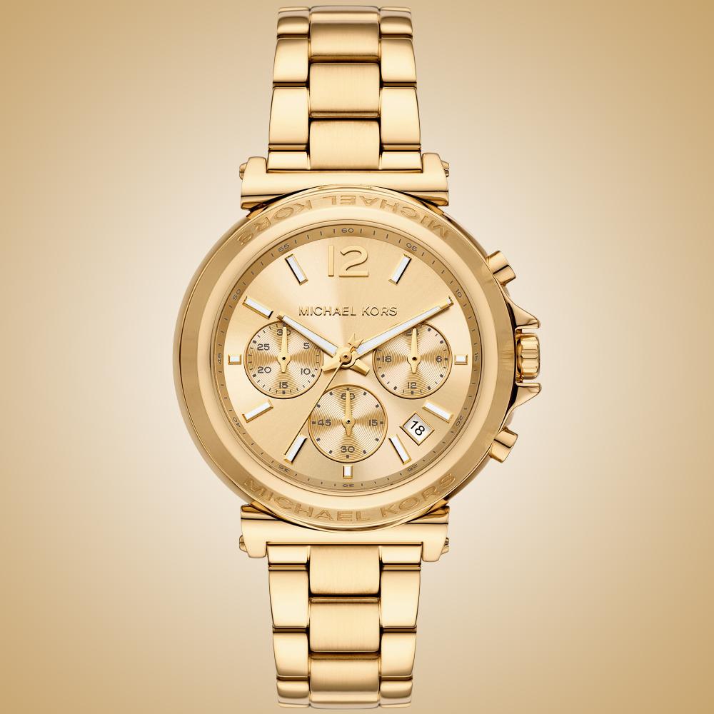 MICHAEL KORS Maren Chronograph Gold Dial 40mm Gold Stainless Steel Bracelet MK7493