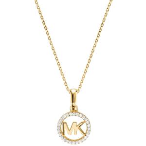 MICHAEL KORS Logo Charm Necklace Gold Sterling Silver with Cubic Zirconia MKC1108AN710 - 40694