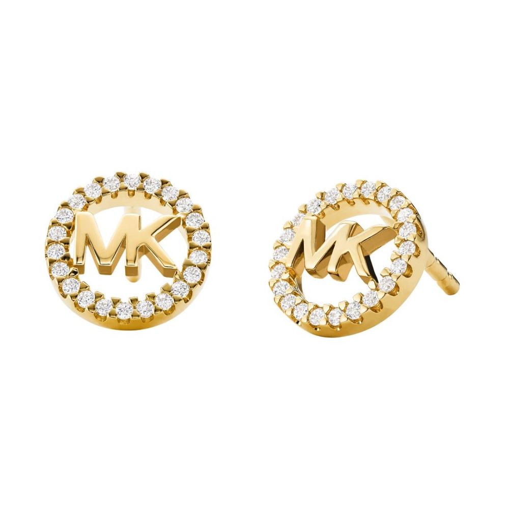 MICHAEL KORS Logo Circle Earrings Gold Sterling Silver MKC1247AN710