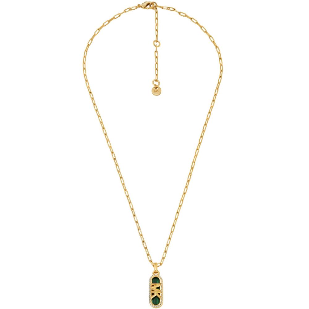MICHAEL KORS MK Statement Link Necklace Gold Plated with Malachite Acetate and Cubic Zirconia MKJ8274MC710