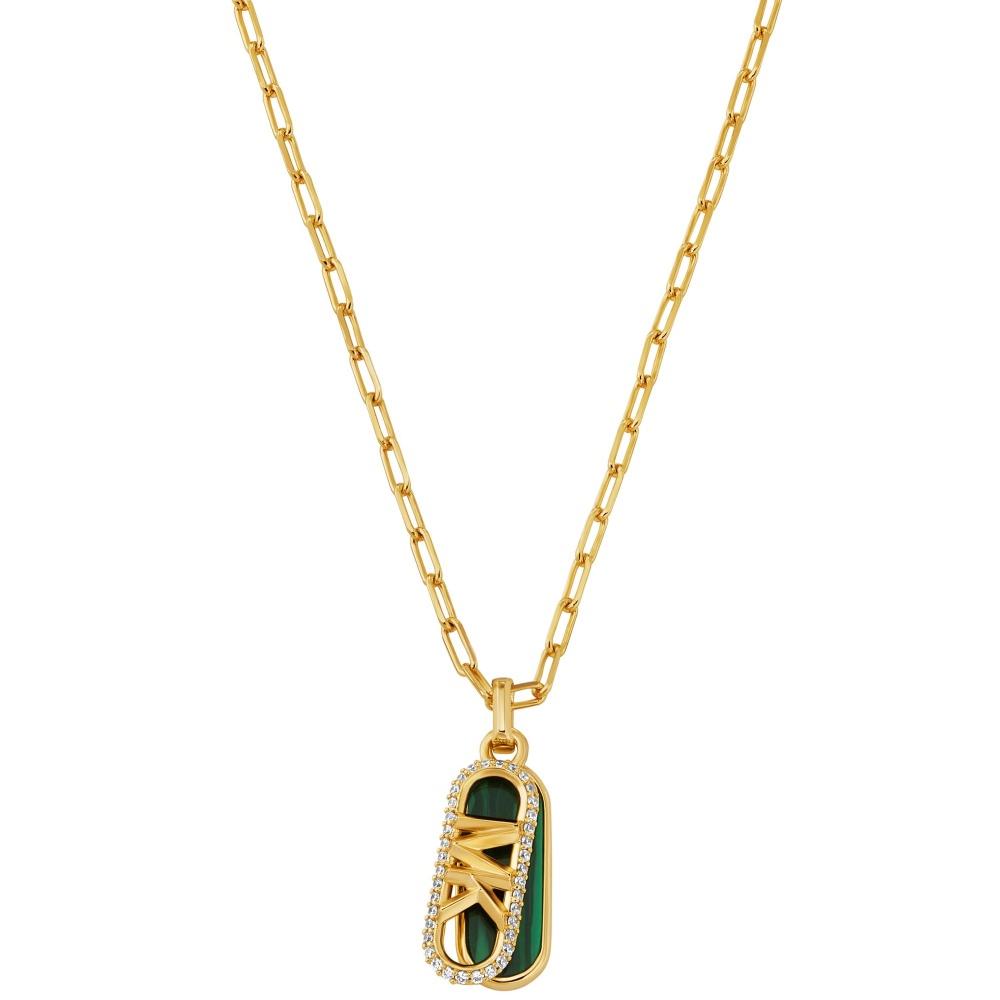 MICHAEL KORS MK Statement Link Necklace Gold Plated with Malachite Acetate and Cubic Zirconia MKJ8274MC710