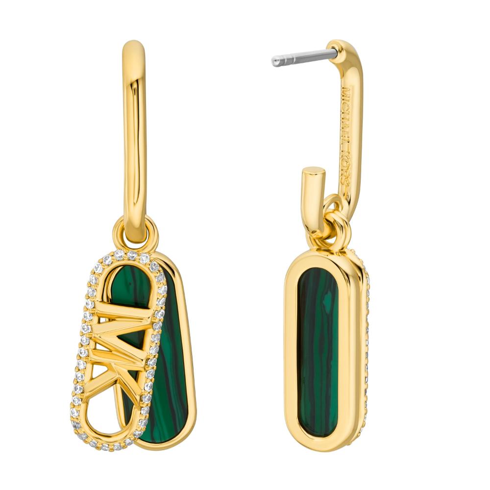 MICHAEL KORS MK Statement Link Earrings Gold Plated with Malachite Acetate and Cubic Zirconia MKJ8293MC710