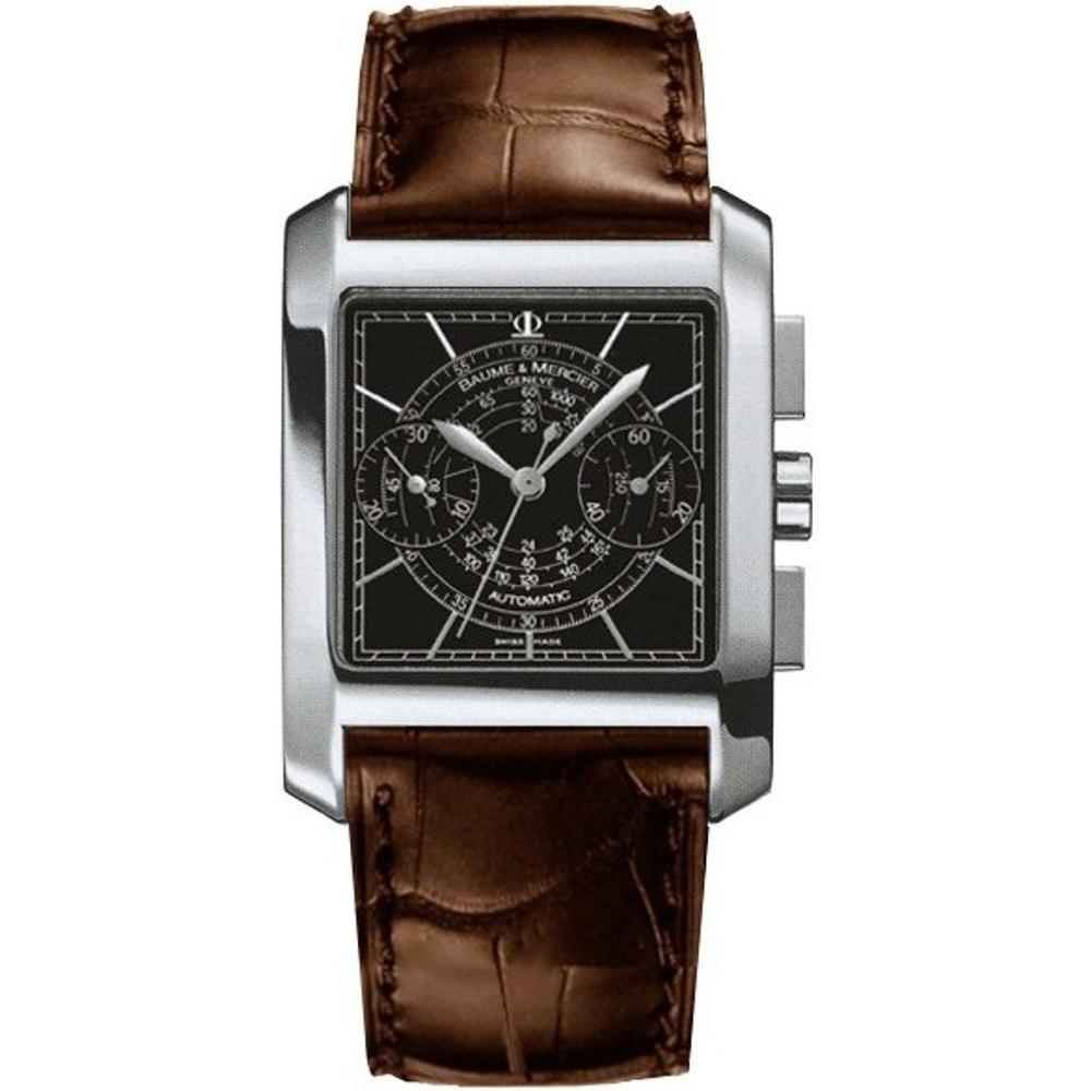 BAUME & MERCIER Hampton Chronograph 33 x 34mm Silver Stainless Steel Brown Leather Strap MOA08608