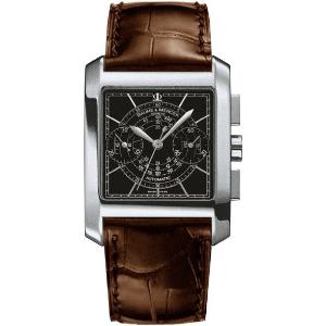 BAUME & MERCIER Hampton Chronograph 33 x 34mm Silver Stainless Steel Brown Leather Strap MOA08608 - 7802