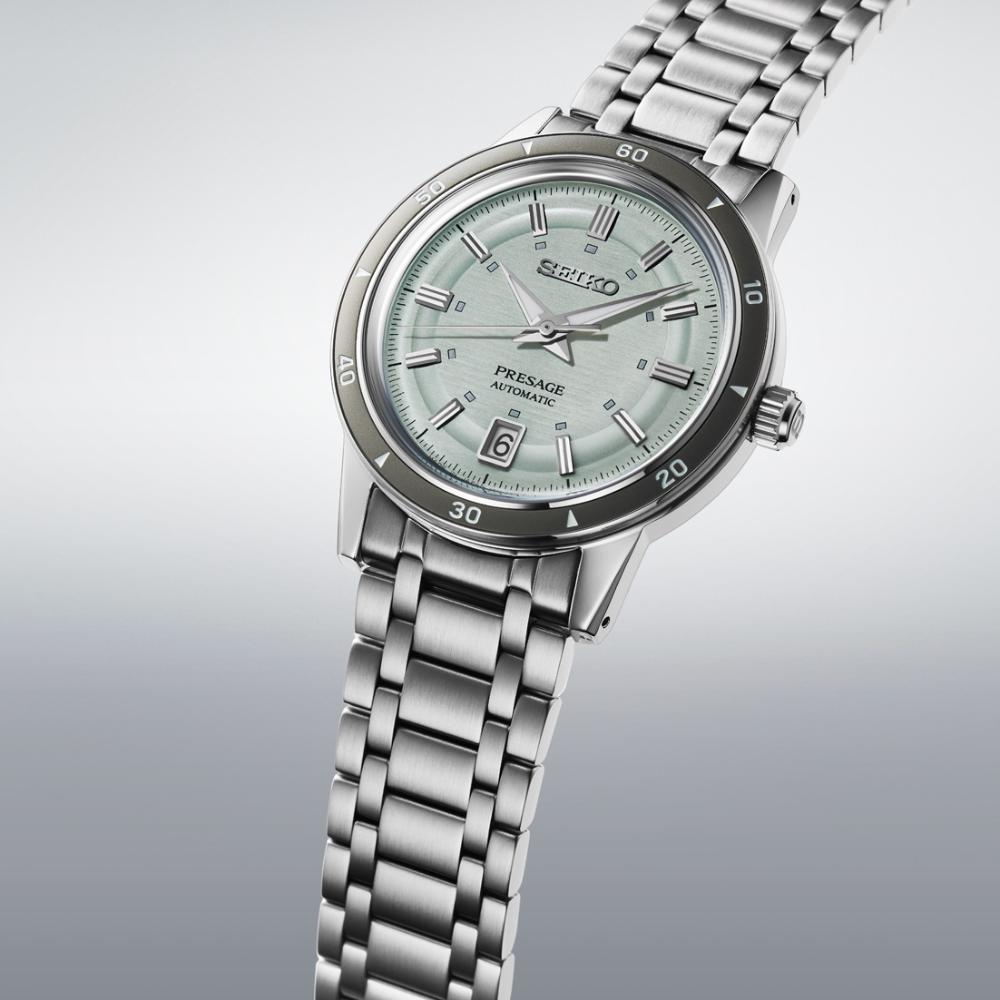 SEIKO Presage Style 60's Automatic Water Green Dial 39.5mm Silver Stainless Steel Bracelet SRPL71J1
